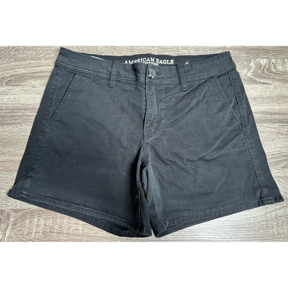 American Eagle Outfitters Pants - American Eagle Women Size 10 Shorts Black Midi Denim Mid‎ Rise Super Stretch XX